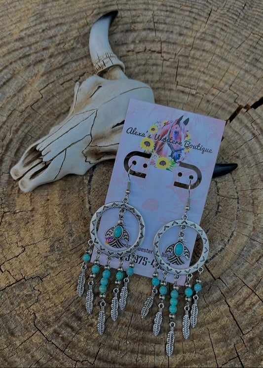 Dreamcatcher turquoise earrings