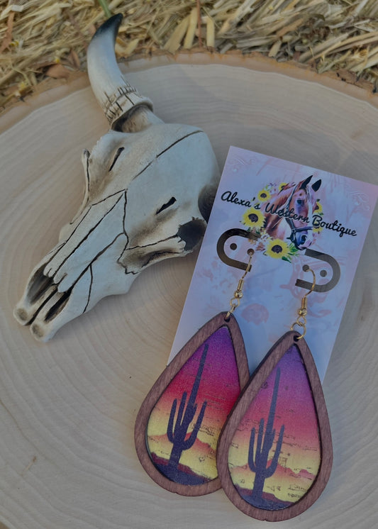 Cactus sunset teardrop Earrings