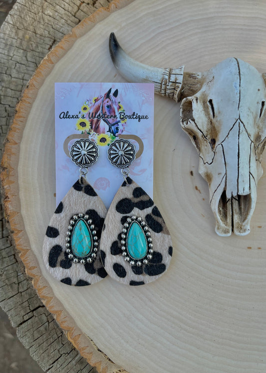 Leopard and Turquoise earrings