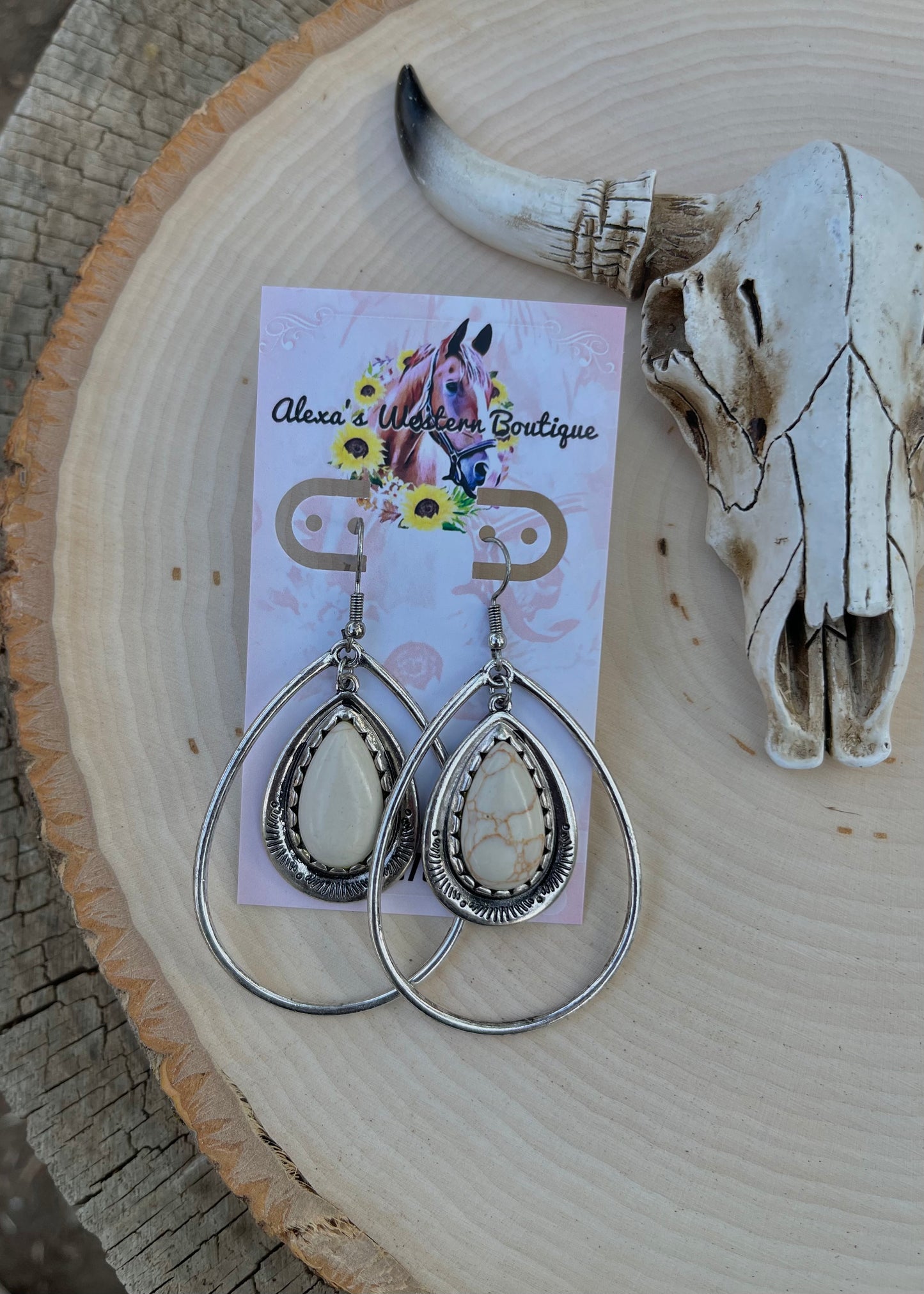 White Turquoise Earrings